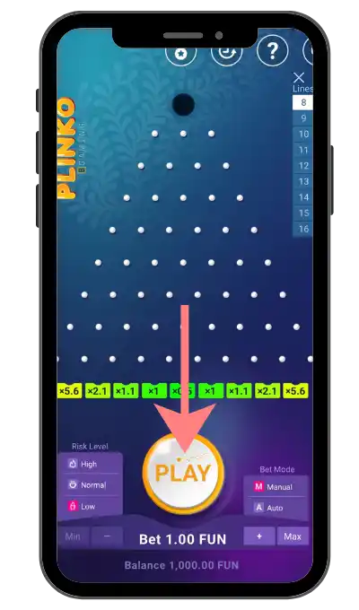 Kugel mit der Play-Taste starten